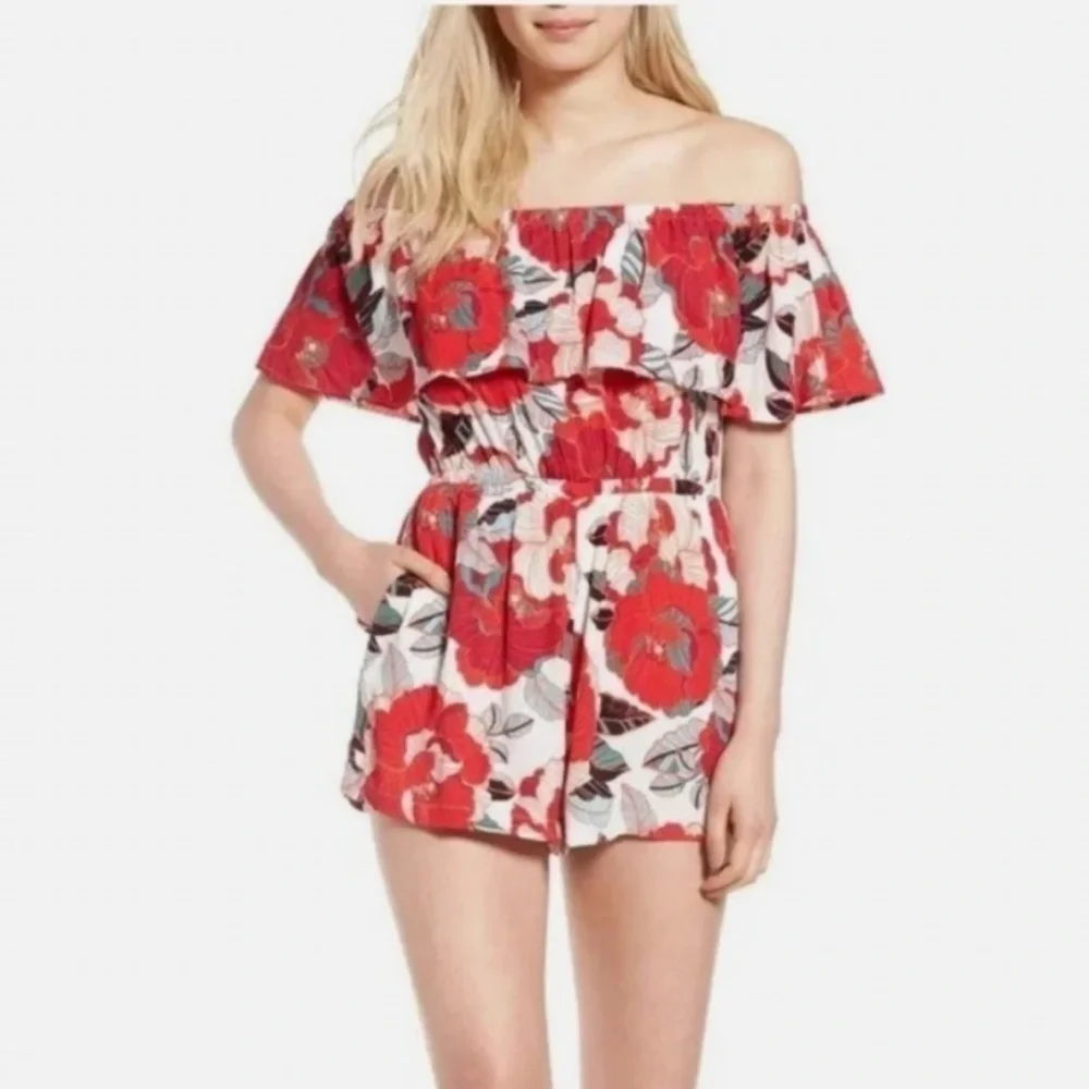 Cupcakes and Cashmere XXS Red Floral Romper